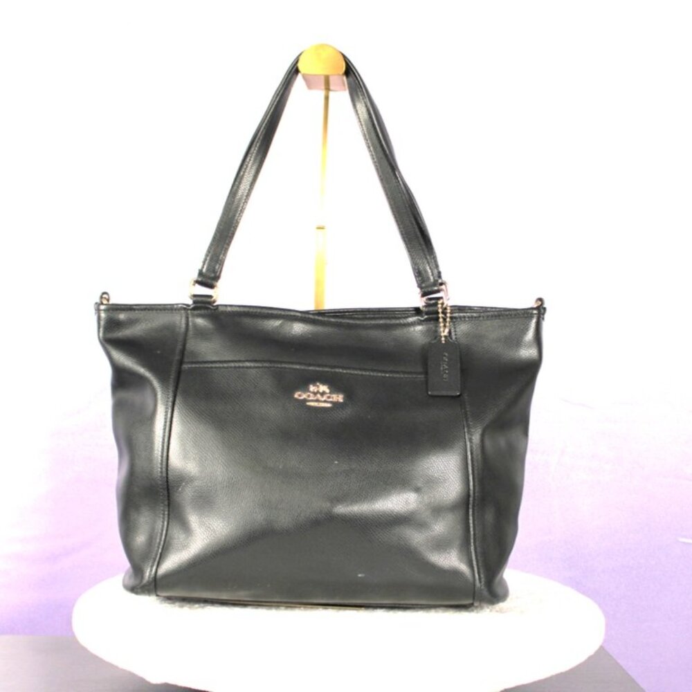 Coach Black Leather Tote with Matching Pouch and Strap - Picture 3 of 16